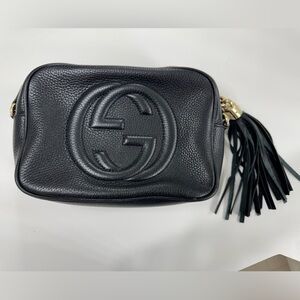 GUCCI Tassel Black Leather Camera Bag